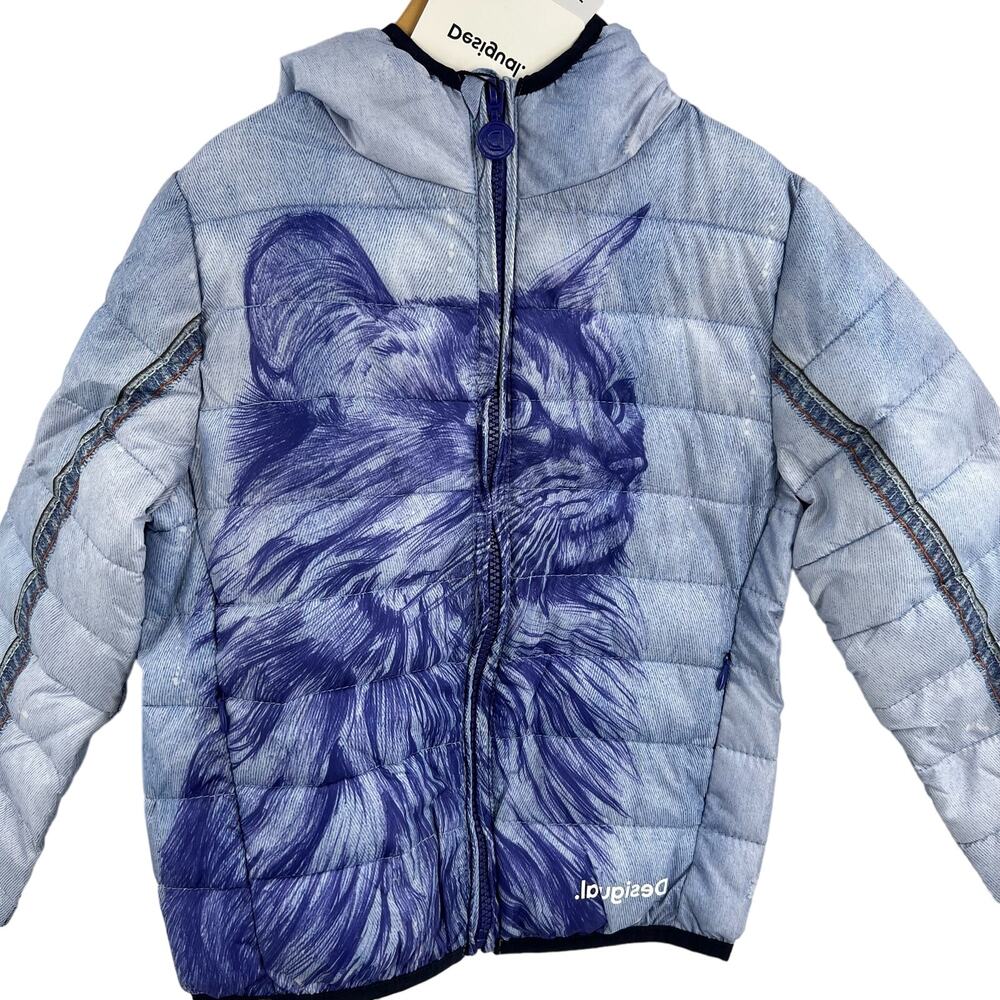 Desigual Kids Puffer Jacket‎ 3/4 Packable with Hood New